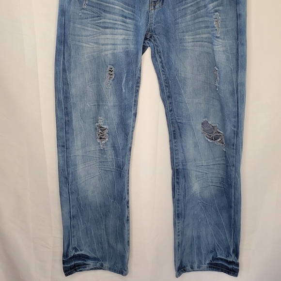 Straight Leg Relaxed Jeans Size 38 x 32 Distressed Cotton Denim Vintage - Picture 7 of 13
